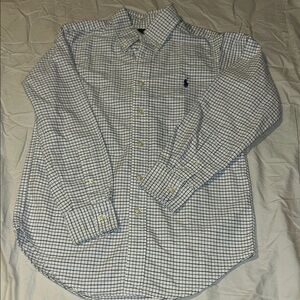 Ralph Lauren White and Blue Plaid Button Down Shirt